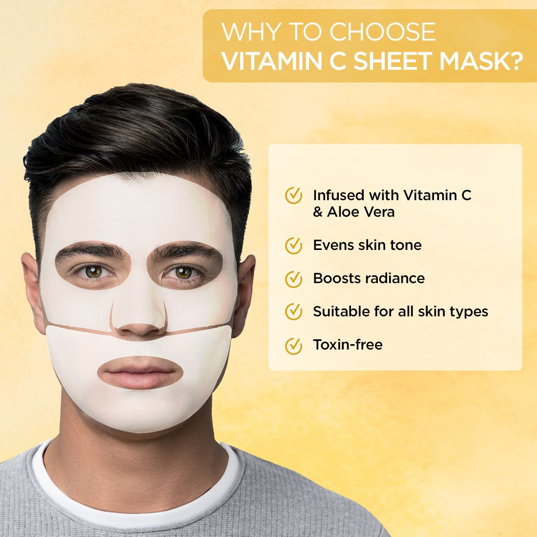 Vitamin C Sheet Mask | Vitamin C & Aloe Vera (Multi Packs) Vitamin C Sheet Mask | Vitamin C & Aloe Vera (Multi Packs) - Pack of 5