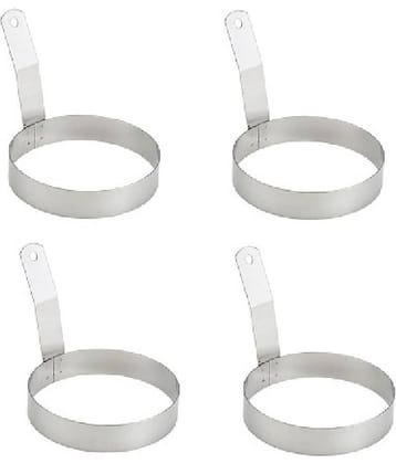 Stainless Steel Set of 4 Round Egg Ring with Handle small- 3' inch