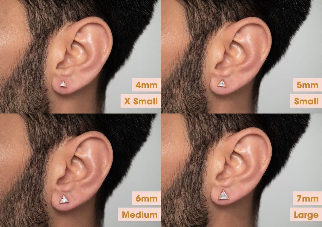 Triangle Solitaire CZ Ear Stud For Him (1 Pc Only)