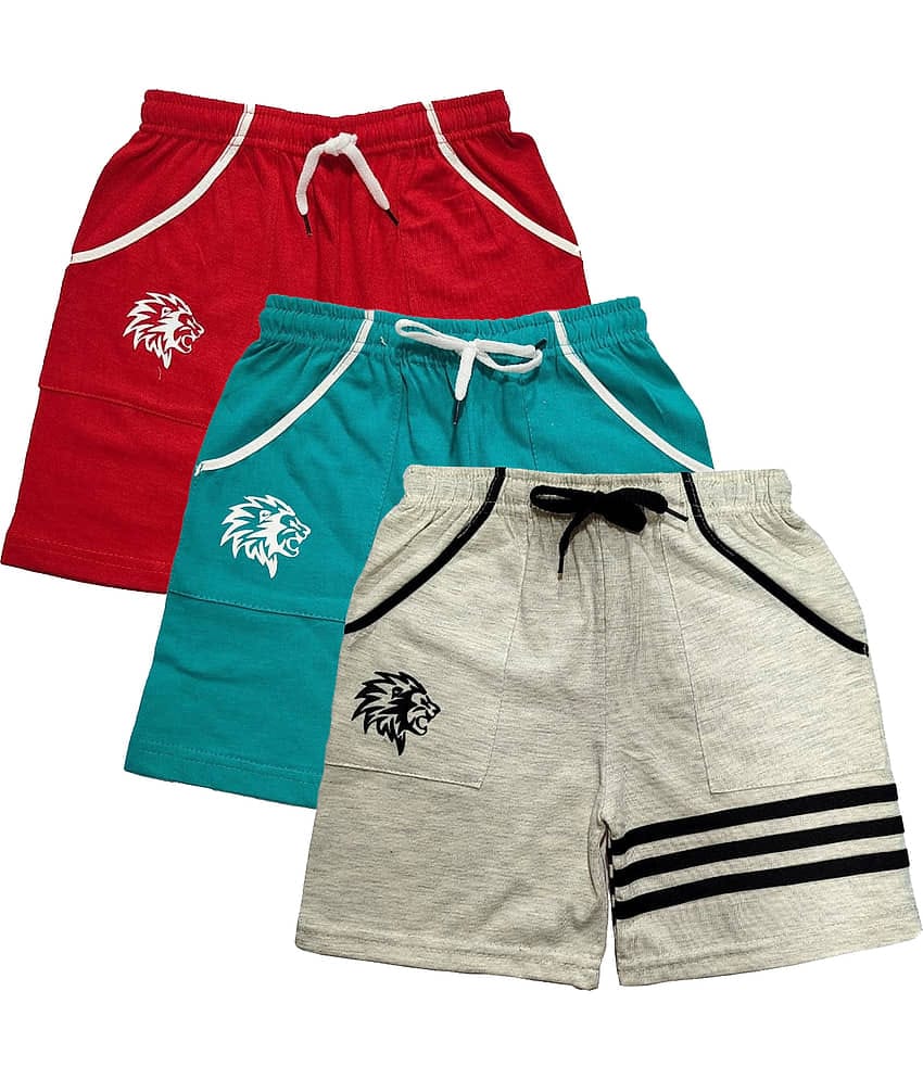 atlans Pack of 3 Cotton Blend Shorts For Boys ( Multi Color )