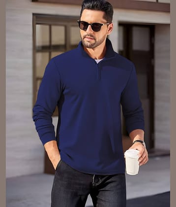 AUSK Fleece Mandarin Collar Men's Sweatshirt - blue ( Pack of 1 )