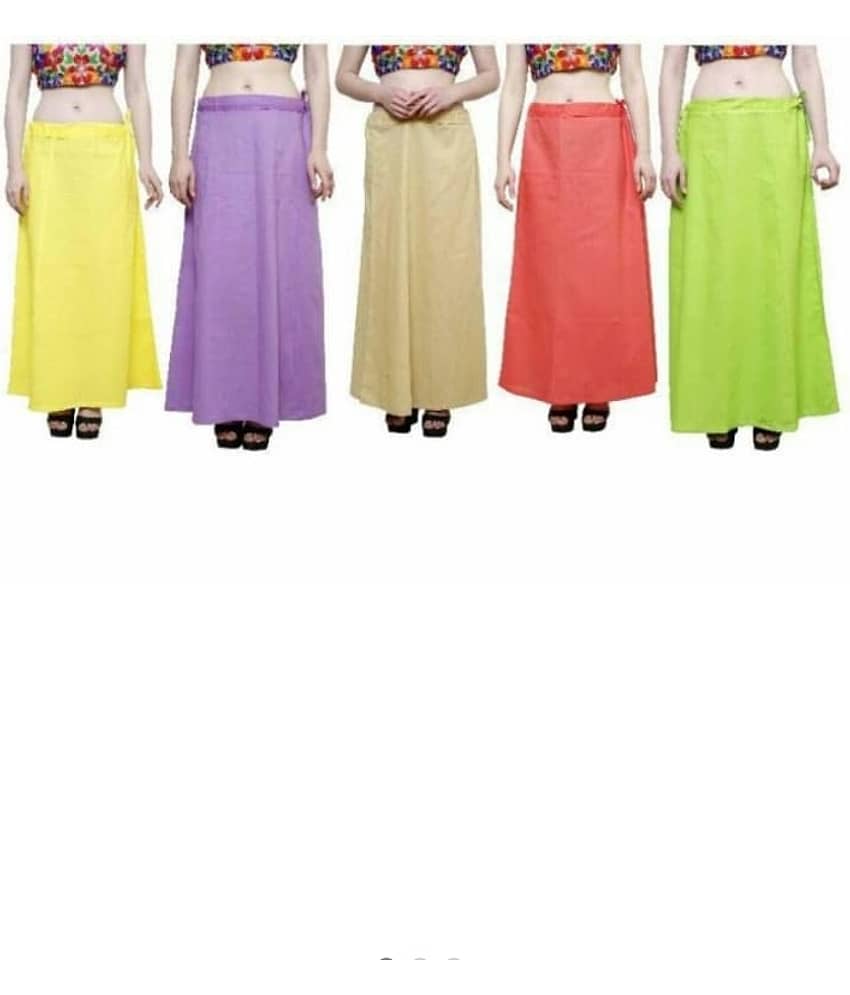 Perfect cloth store Multicoloured Cotton Petticoat - Pack of 5