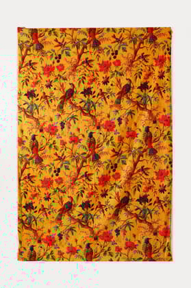 Birds of Paradise Velvet Sofa throw only-Mustard Yellow