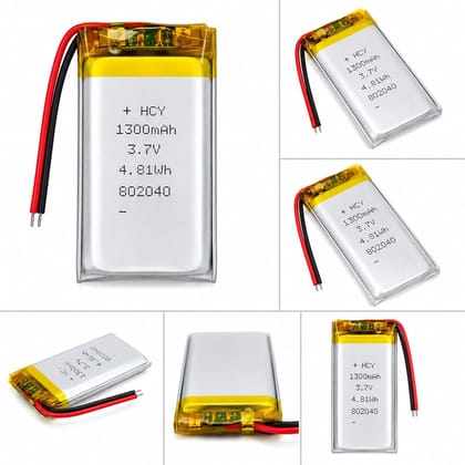 NOVEL 3.7V 1300mAh Lithium Polymer Rechargeable Battery Model 802040 | Suitable for GPS Trackers, Bluetooth Speakers, Wireless Headphones and Electronic Projects