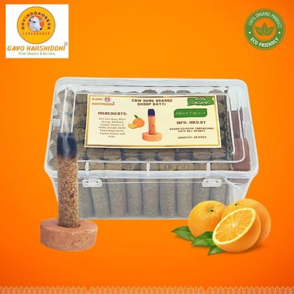GAVO HARSHIDDHI COW DUNG ORANGE DHOOP BATTI-1 BOX OF 60 PIECE