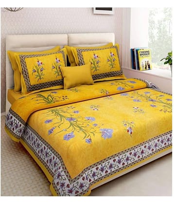 Jaipur Cotex Cotton Double Bedsheet ( Yellow )
