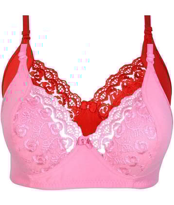 Kiran Enterprises Pack of 2 Cotton Women's Minimizer Bra ( Pink )