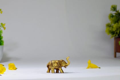 Brass Superfine Elephant Miniature Showpiece (Color - Golden, Size - 1.5H *2. 5L * 1B) by Snova Enterprises
