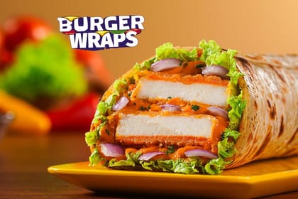 Spicy Paneer Burger Wrap - Lachha Paratha Spicy Paneer Burger Wrap - Lachha Paratha