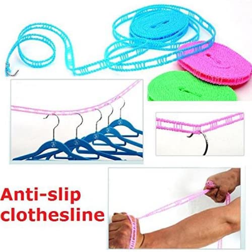 Durable Blue Clothesline Rope with Hook for Hanging Clothes Pack of 2