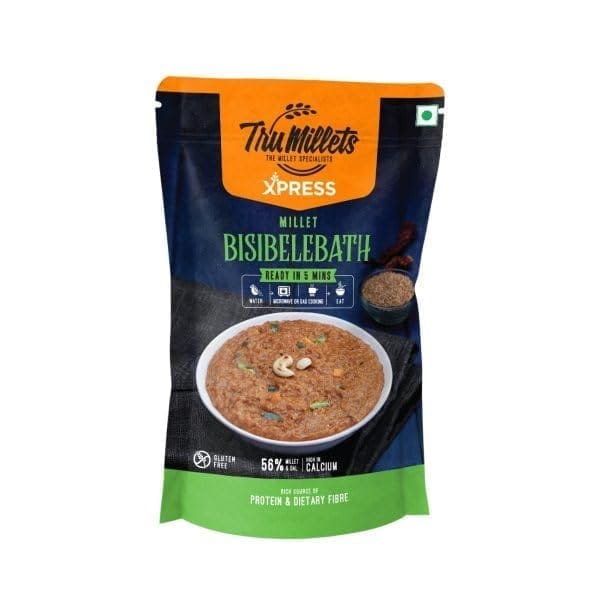 Trumillets 180gm Instant Kodo Millet Bisibele Bath Powder Mix With Rice | Traditional Masalas Mix | Ready to Cook | Tasty Ready to Eat Bisibelabath | No Artificial Colors and Flavours