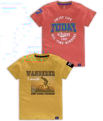 CODEZ Pack of 2 Boys Cotton Blend T-Shirt ( Multi Color )