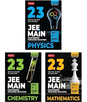 MTG 23 Years JEE MAIN Chapterwise Topicwise (2024-2002) Previous Years Solved Question Papers (PYQs) Physics, Chemistry & Mathematics (Set of 3 Books) - JEE Main PYQ Books For 2025 Exam (162 JEE Main ONLINE & OFFLINE Papers)