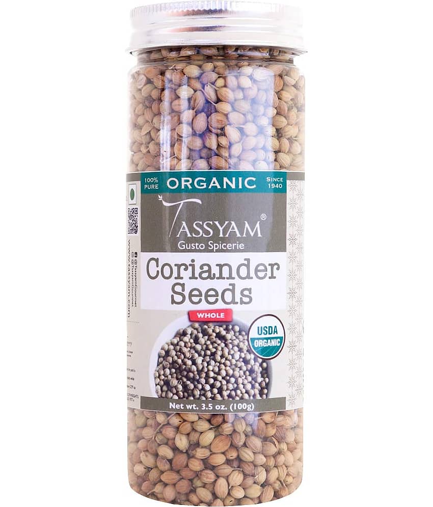 Tassyam Certified USDA 100% Organic Coriander Seeds 100 gm