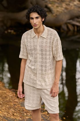 CROCHET SHIRT-S / Natural
