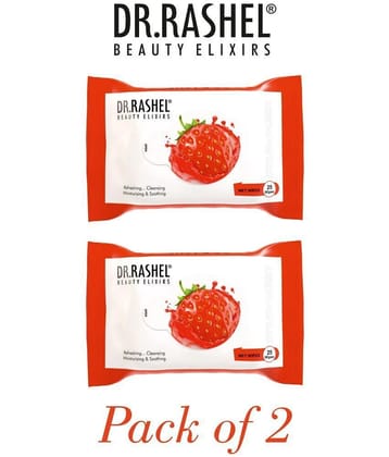 DR.RASHEL Strawberry Wet Wipes | Cleanses & Hydrates (25 Wipes Each) | Pack of 2
