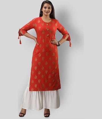MAUKA - Orange Straight Rayon Women's Stitched Salwar Suit ( Pack of 1 )