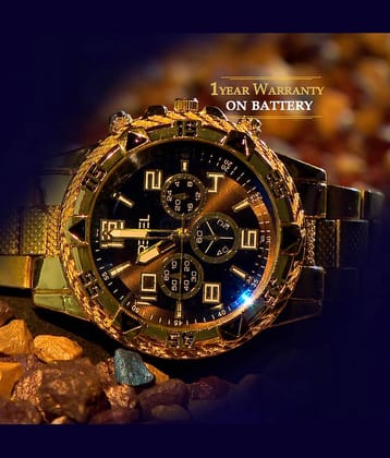 Fadiso Fashion Gold Stainless Steel Analog Men's Watch