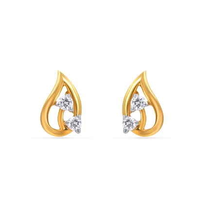 Senco Gold Drop of Aura Diamond Studs (1.5 gram / 0.12 Ct / GH-VS / 14K Yellow Gold)