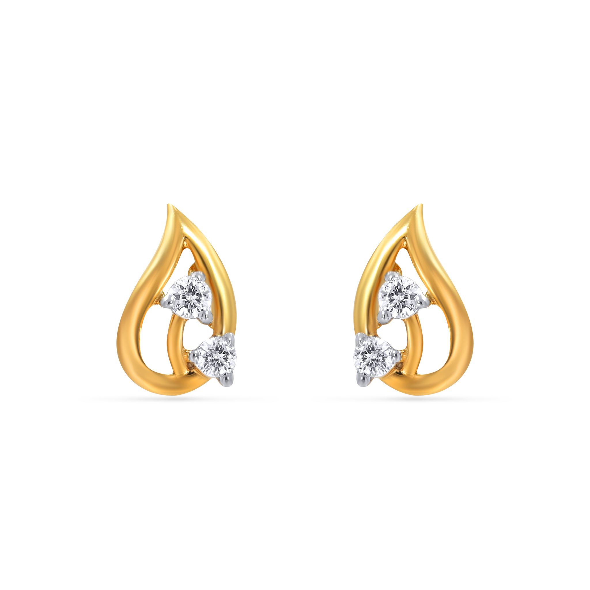 Senco Gold Drop of Aura Diamond Studs (1.5 gram / 0.12 Ct / GH-VS / 14K Yellow Gold)