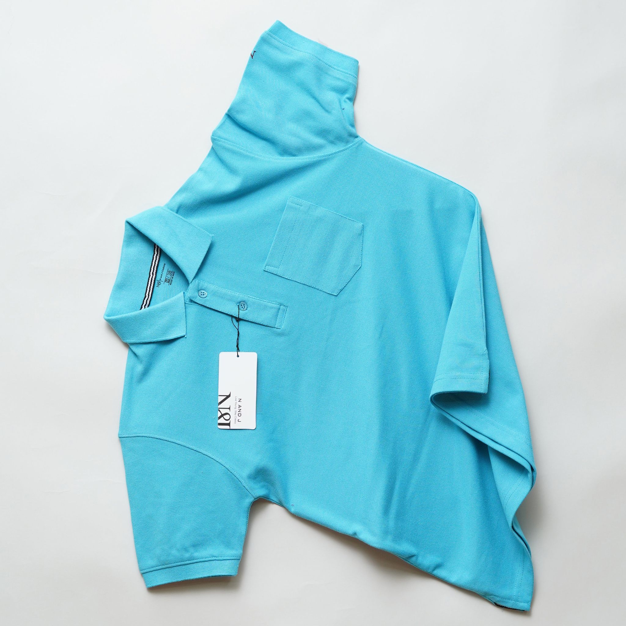 Aqua | Solid Polo T-Shirt | Regular Slim Fit Cotton-M