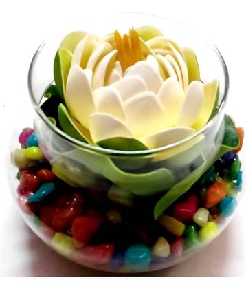 Green plant indoor Lotus White Flowers With Pot - Pack of 1