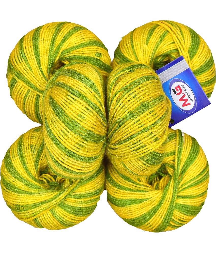 100% Acrylic Wool Multi Green (6 pc) Baby Soft Wool Ball Hand Knitting Wool/Art Craft Soft Fingering Crochet Hook Yarn, Needle Knitting Yarn Thread Dyed