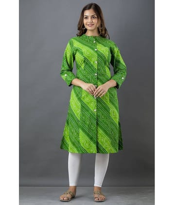 Lee Moda - Green Cotton Women's Front Slit Kurti ( Pack of 1 )