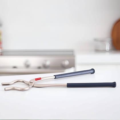 HAZEL Stainless Steel Pakkad Tong , Untensil Holder Double Side Grip with Rubber Handle , Heat Resistant Kitchen Pakad Chimta for Cookware HAZEL Stainless Steel Pakkad Tong , Untensil Holder Double Side Grip with Rubber Handle , Heat Resistant Kitchen Pakad Chimta for Cookware