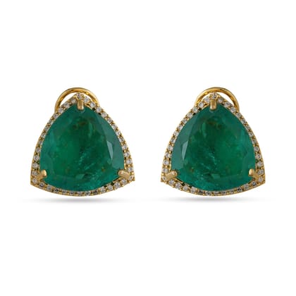 Luciana - Colored Stone CZ Earrings-Green Stone Gold Plating