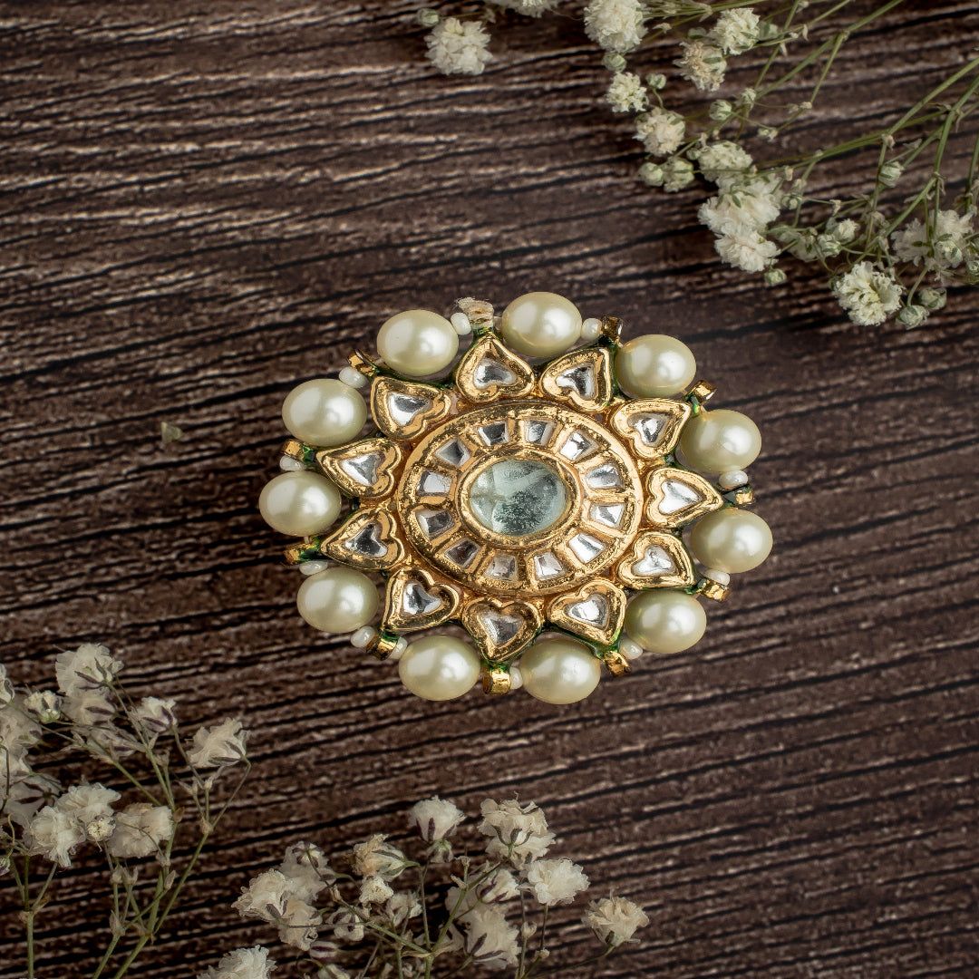 vivinia BY VIDHI MEHRA Saadgi Green Green Womens Kundan, Polki Ring - VR025