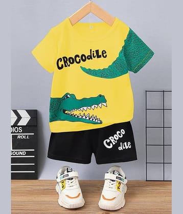 VELION Pack of 1 Baby Boys Cotton Blend T-Shirt & Shorts Set ( Yellow )