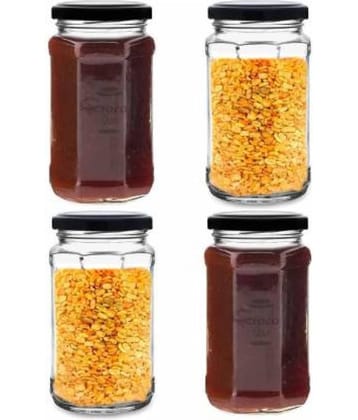 CROCO JAR Glass Transparent Spice Container ( Set of 4 )