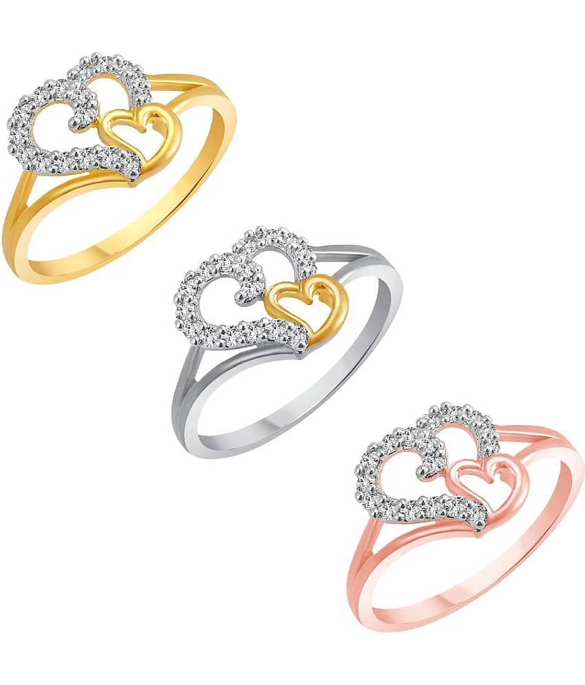 Vighnaharta Multicolour Alloy Rings - Pack of 3