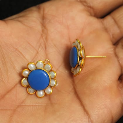 2 Pairs Single Layer Pacchi Earing Tops Blue 20mm-Blue / Acrylic