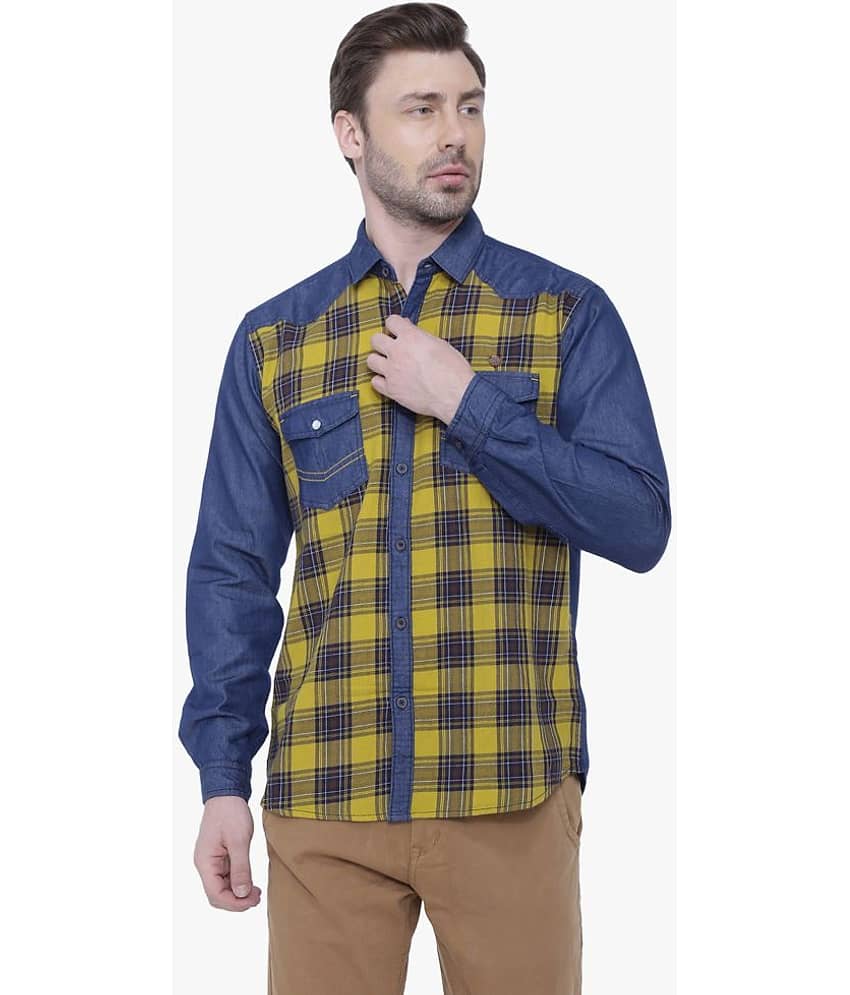 Kuons Avenue - Yellow Denim Regular Fit Men's Casual Shirt ( Pack of 1 )
