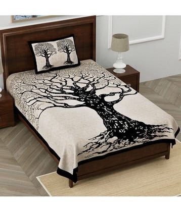 Uniqchoice Cotton 1 Single Bedsheet with 1 Pillow Cover ( Black )