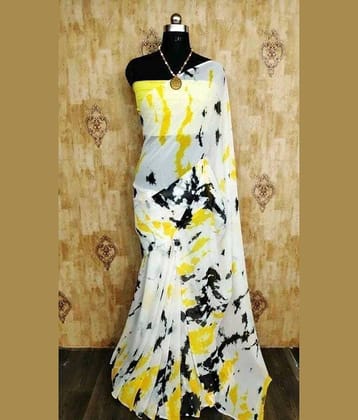 JIHANA FAB Georgette Printed Saree With Unstitched Blouse Piece ( Multicolor )