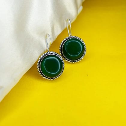 Oxidised Silver Jhumka Earrings with Ruby Stones