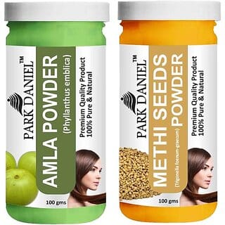 PARK DANIEL Pure & Natural Amla Powder & Methi Powder Combo Pack of 2 Bottles of 100 gm (200 gm ) (200 g)
