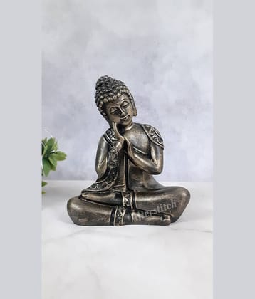AFTERSTITCH Lord Gautam Buddha Antique Idol Statue for Home Office Table Decor Big Size Idols Living Room Door Entrance Decoration Items Decorative Showpiece Figurine Garden 13 Cm Height Sitting Buddha