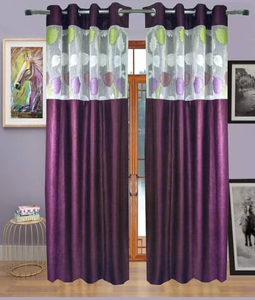 Homefab India Plain Semi-Transparent Eyelet Door Curtain 7ft (Pack of 2) - Multicolor