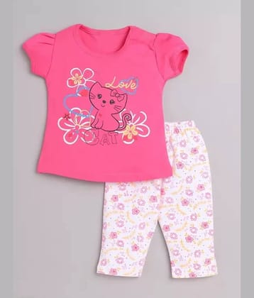 CUTEVIBE Pack of 1 Baby Girls 100% Cotton T-shirt & Pants ( Multicolor 1 )
