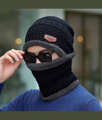 Infispace Black Cotton Men's Cap ( Pack of 1 )