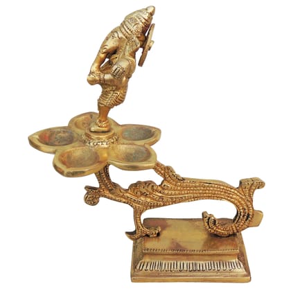 Brass Table DeCor Oil Lamp, Deepak  - Handcrafted Brass Diya for Mandir, Height : 7 Inch (BSMAS390)