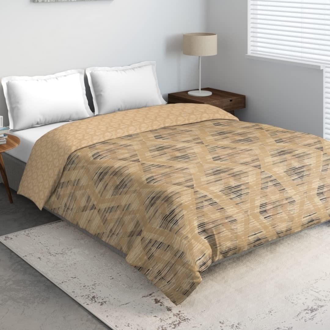 DDECOR - Primary Collection 100% Cotton Geometric Pattern 136TC King Quilt |229 CM X 274 CM| - Brown