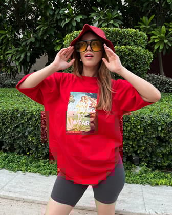 Nothing To Wear Oversized Tee-Red / S