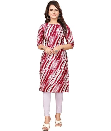 vfachharaj group Crepe Printed Straight Women's Kurti - Red ( Pack of 1 )