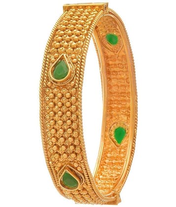 JFL - Traditional Ethnic One Gram Glod Plated Stone Designer Openable Bangle Kada for Women.