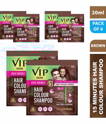 VIP Hair Colour Shampoo Natural Permanent Hair Color 20 mL Brown
